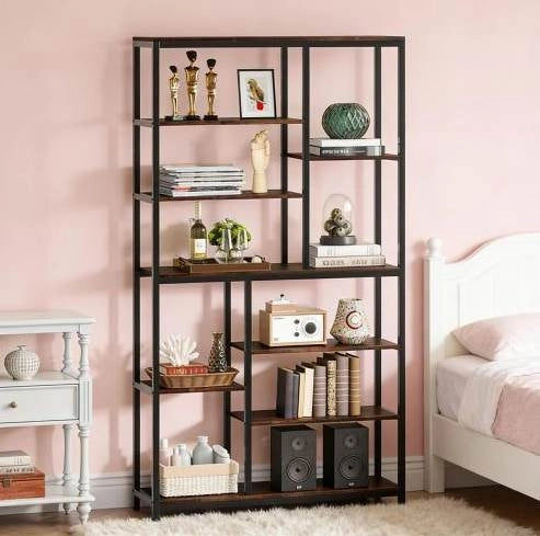Libreria industriale 100x30x200 cm in metallo e legno
