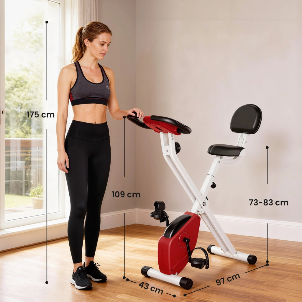 Cyclette con resistenza magnetica 8 livelli regolabile in altezza display LCD ¨C zephmum ¨C Rosso Bianco