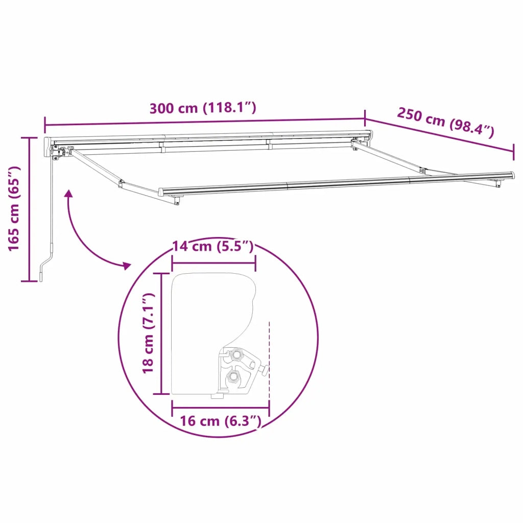 Tenda retrattile manuale Giallo e Arancione 3 x 2,5 m 3420219