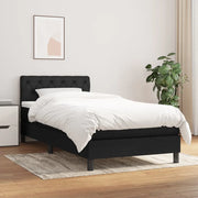 Giroletto a Molle con Materasso-Struttura Letto Nero 80x200 cm inTessuto 187353