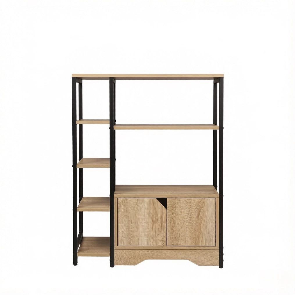 Libreria 80x35x97 cm rovere chiaro in MDF E1, 4 ripiani e cassetto