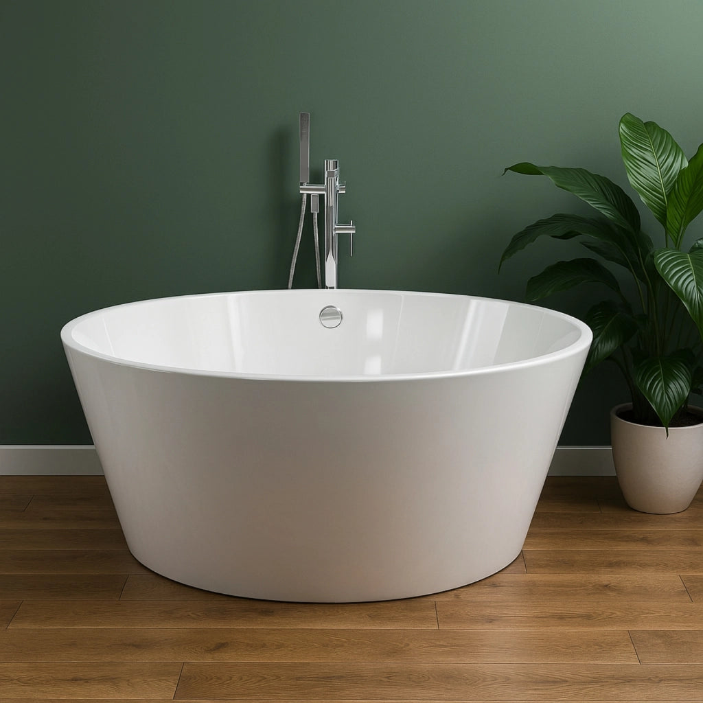 Vasca da bagno free standing tonda acrilico bianco lucido cm Ø 145 x h 58 cm