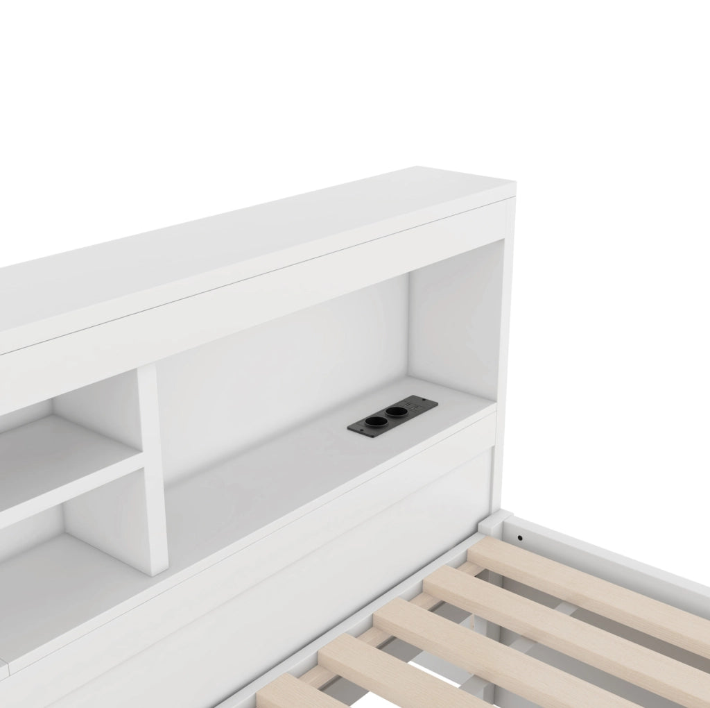 LETTO 90x200 cm con letto estraibile, bianco, truciolare e MDF