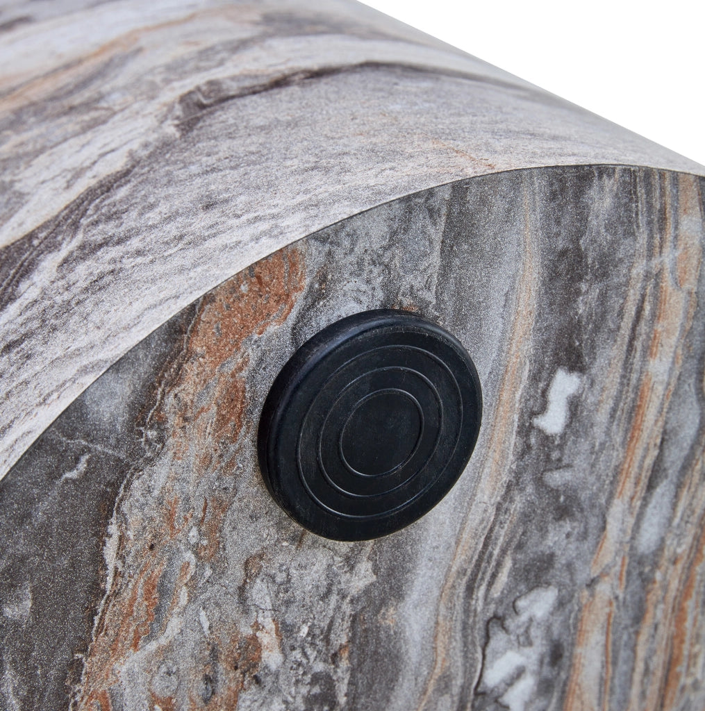 Tavolino rotondo in MDF grigio effetto marmo 66x44,5x44,5 cm gi¨¤ montato