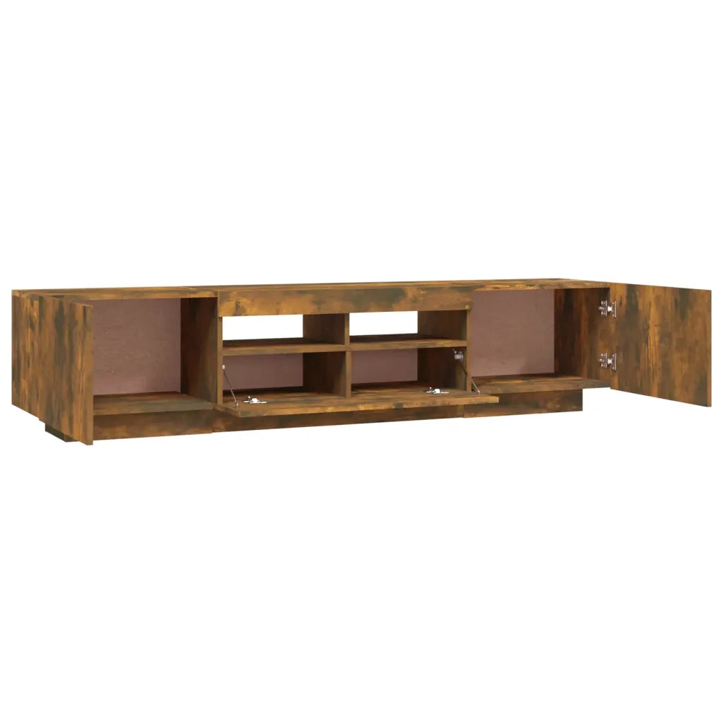 Set Mobili TV 2pz con Luci LED Rovere Fumo in Legno Multistrato 3120167