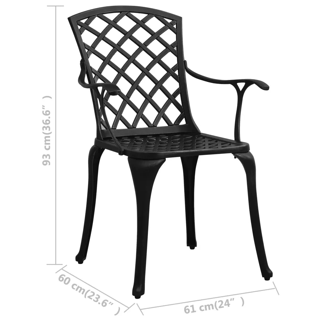 Set da Bistrot 3 pz | Set Salotto da Giardino in Alluminio Pressofuso Nero