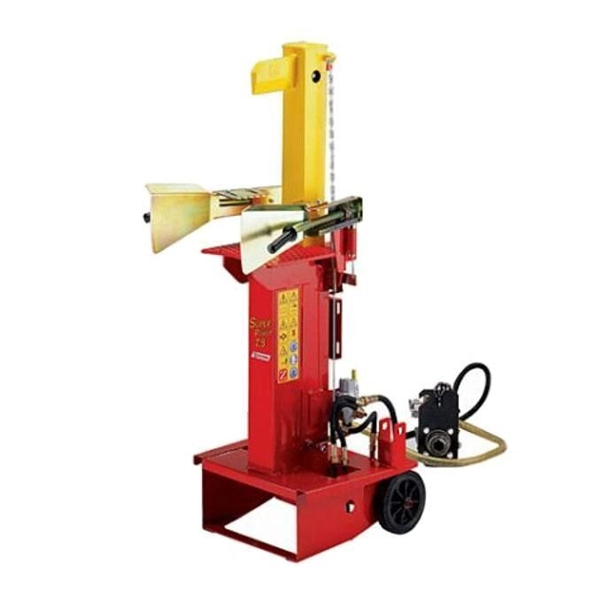 Zanon SLE-8 Spaccalegna elettrico verticale HP 3 spinta 8 ton taglio max 58 cm peso 120 Kg ruote trasferimento piano lavoro fisso finecorsa registrabile uso professionale colore Nero