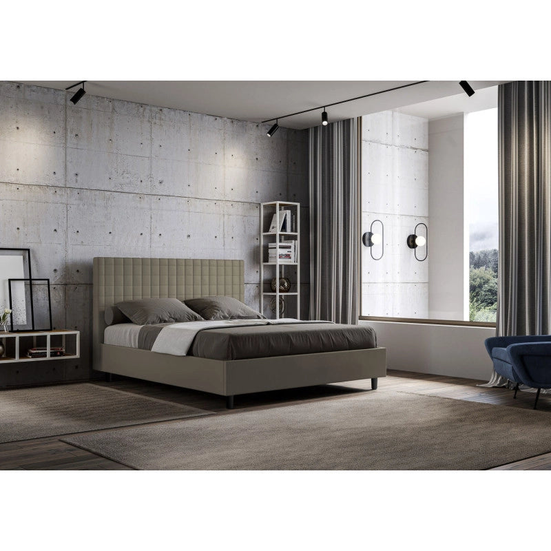 Letto imbottito Matrimoniale 170x190 cm Sunny - Similpelle,Cappuccino,Con rete