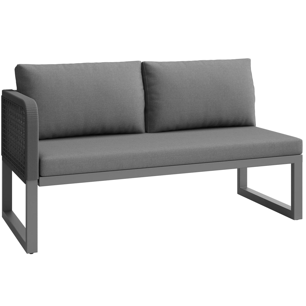 Set Mobili da Giardino in PE-Rattan con Cuscini Spessi, Divano da Esterno Modulare per 6-8 Persone, Colore Grigio