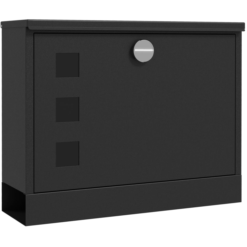 Cassetta postale da parete 36,5x11,5x29 cm in metallo nero con finestrella –