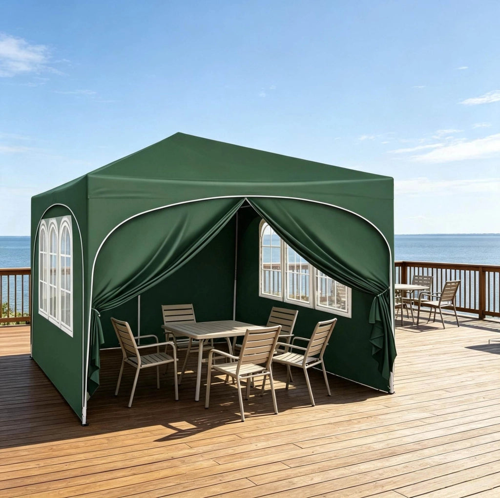 Gazebo da giardino 3x3m in tessuto Oxford 210D con struttura in metallo e custodia verde
