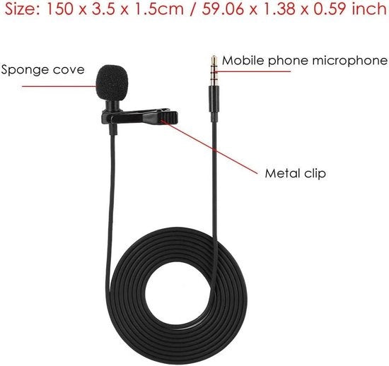 Microfono clip da 360 gradi - microfono condensatore omnidirezionale per smartphone - compatibile con Android e Windows.