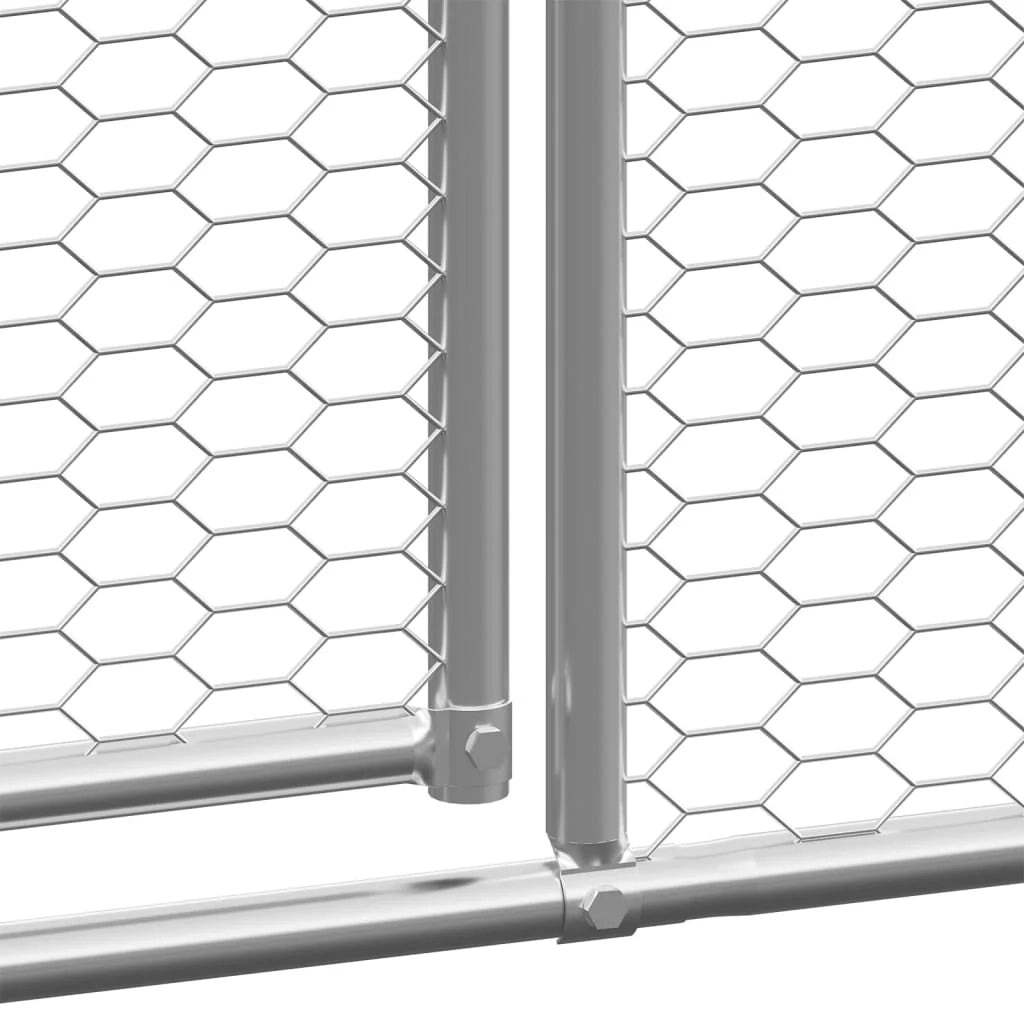 Pollaio recinto per polli da esterno 3 x 12 x 2 m acciaio zincato argento 02_0044001