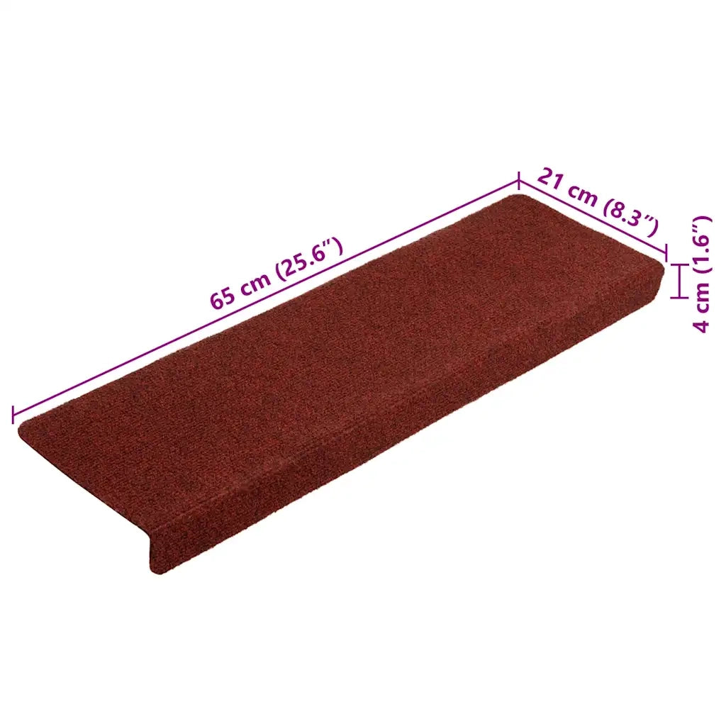 Tappetini per scale autoadesivi 10 pz | Gradini per Scale 65x21x4 cm Bordeaux Rosso Bordo rettangolare