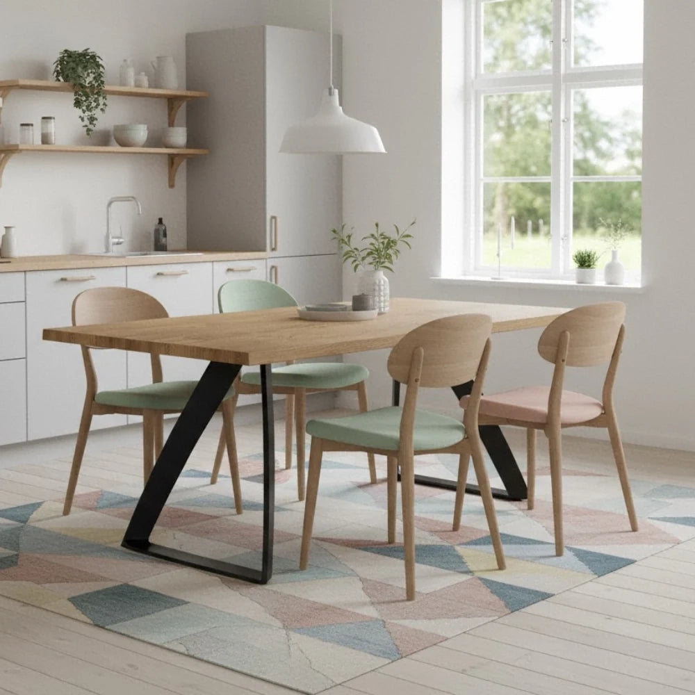 Tavolo da pranzo fisso in legno impiallacciato rovere naturale Timber 160x90 cm fino a 8 posti Made in Italy | Duzzle