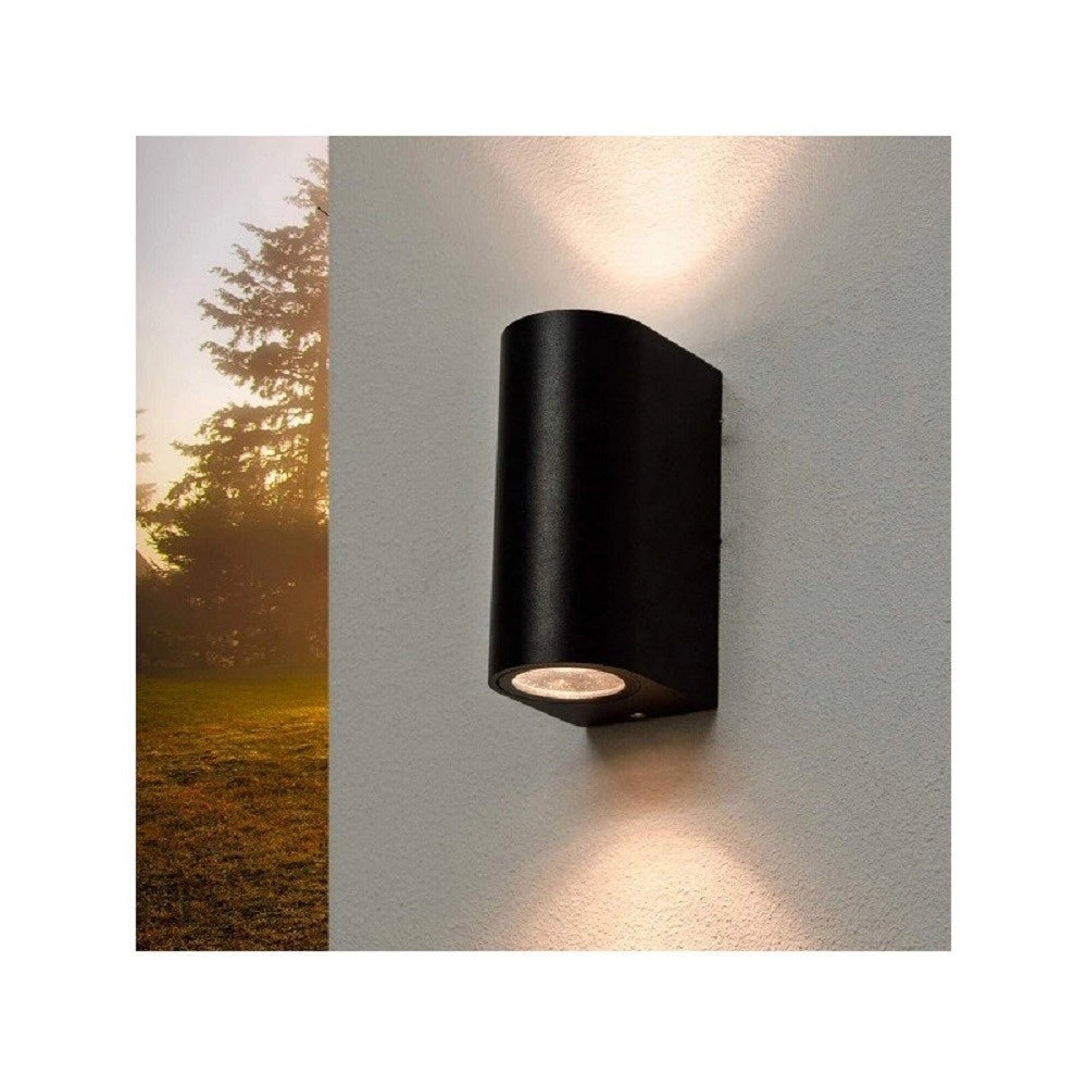 Trade Shop - Applique Da Esterno Cilindro Up&down Lampada Da Parete Giardino 2xgu10 Ip65 Es14 - Nero