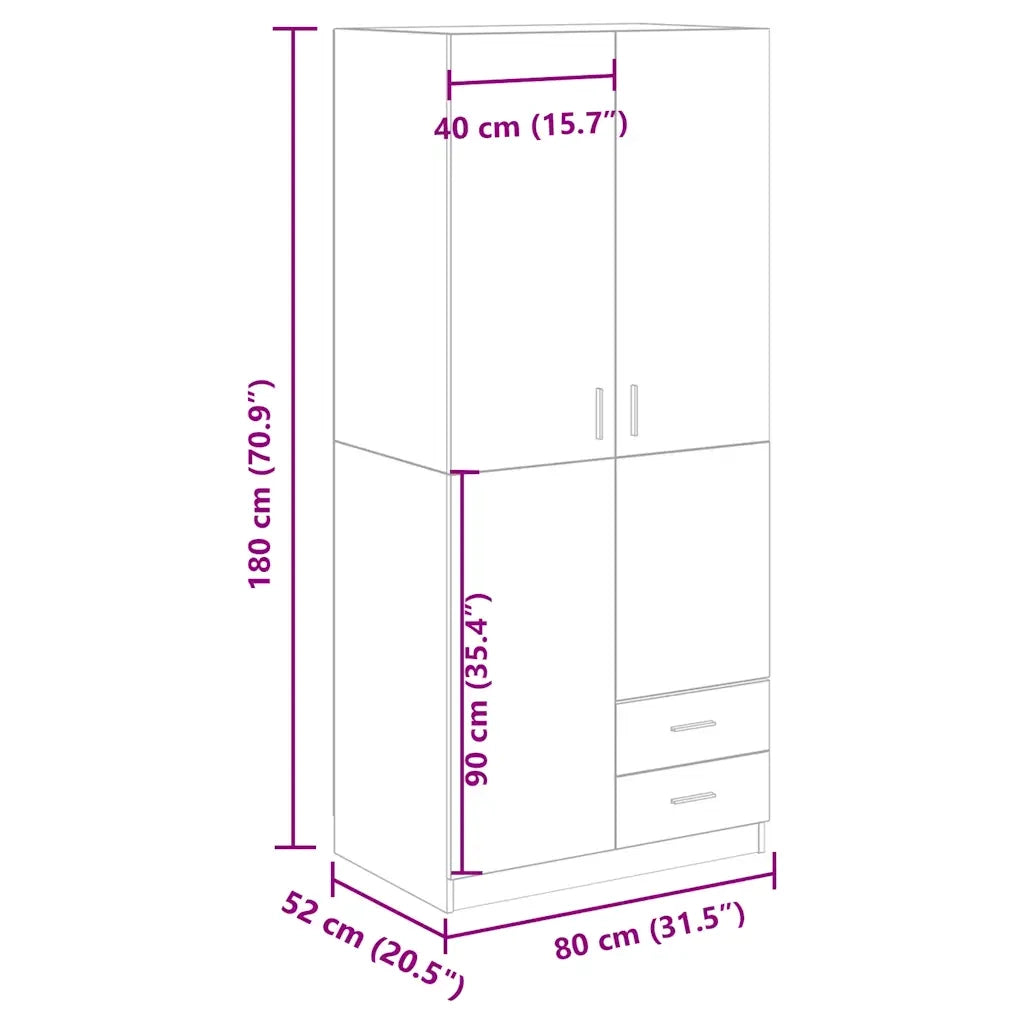 Armadio Legno Antico 80x52x180 cm in Truciolato CFW9052302