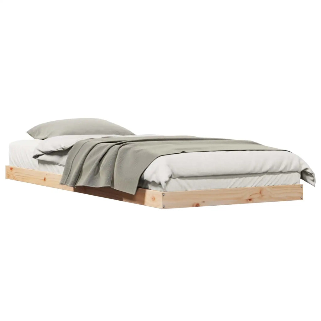 Letto singolo | Letto per adulti | Struttura letto a terra Naturale 100 x 220 cm Pino massello