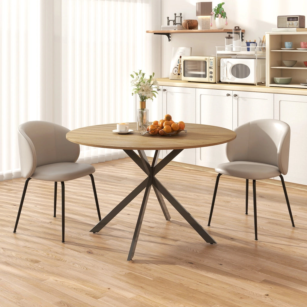 Tavolo da Pranzo Rotondo per 4 Persone ¨C Minimal ¨C Acciaio Rovere 120x75 cm