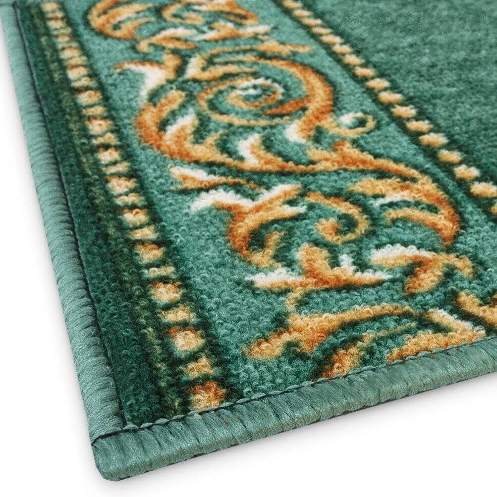 Passatoia Scala Bordata 67x500 cm Ingresso Corridoio Tappeto Cucina Gradini Stile Barocco Verde