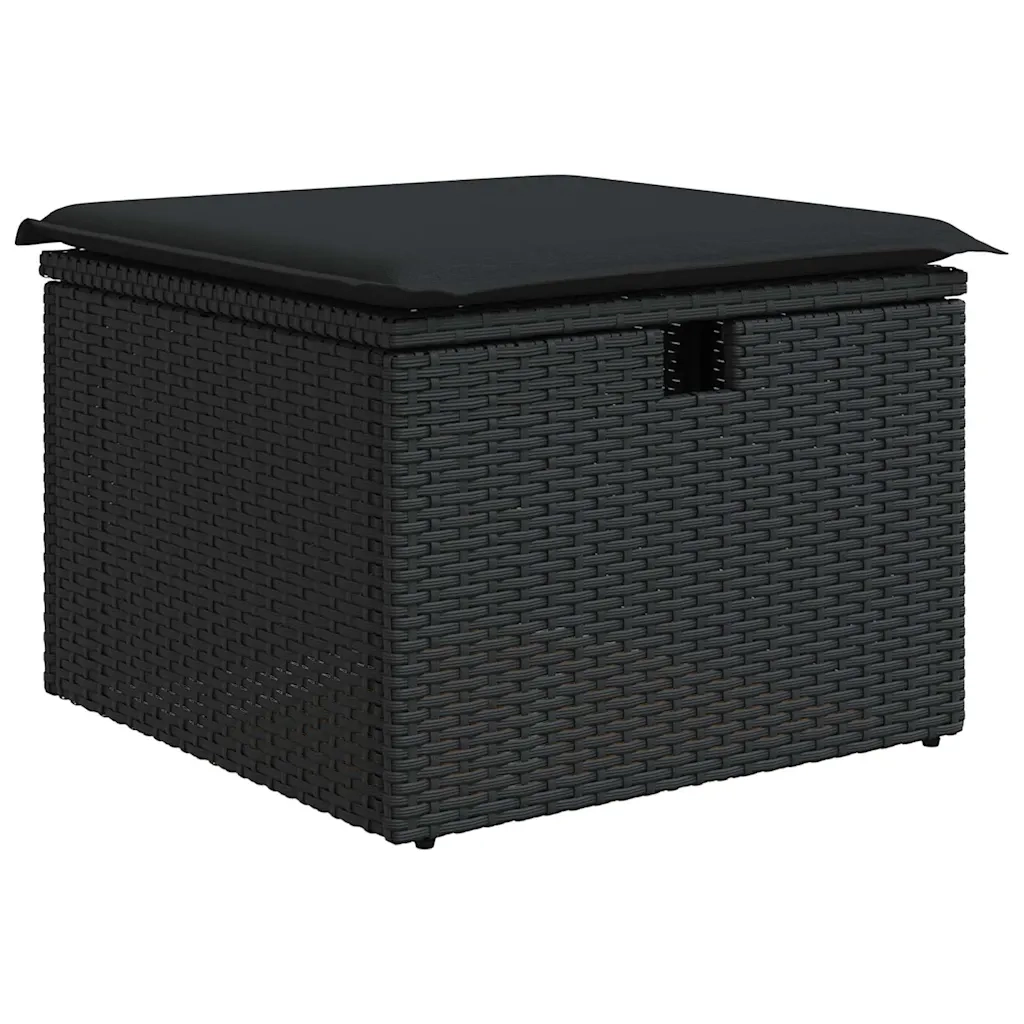 Set Divani da Giardino 9 pz con Cuscini Nero in Polyrattan 3325772