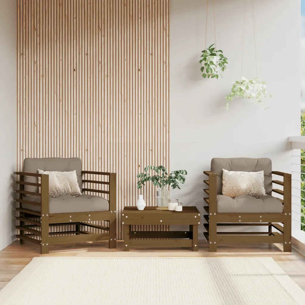 Sedie da Giardino con Cuscini 2pz Ambra Legno Massello di Pino