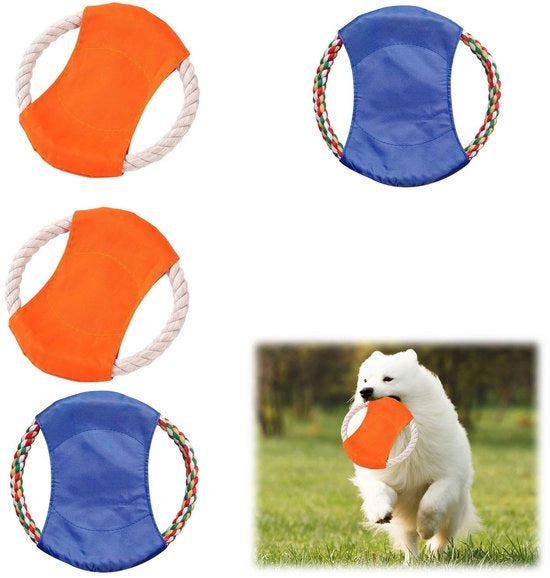 Frisbee per Cani in Cotone Naturale - Frisbee per Addestramento Cani - Giocattolo da Lancio - Disco Colorato - 4 Pezzi - Sicuro e Lavabile - Giocattolo da Lancio Frisbee