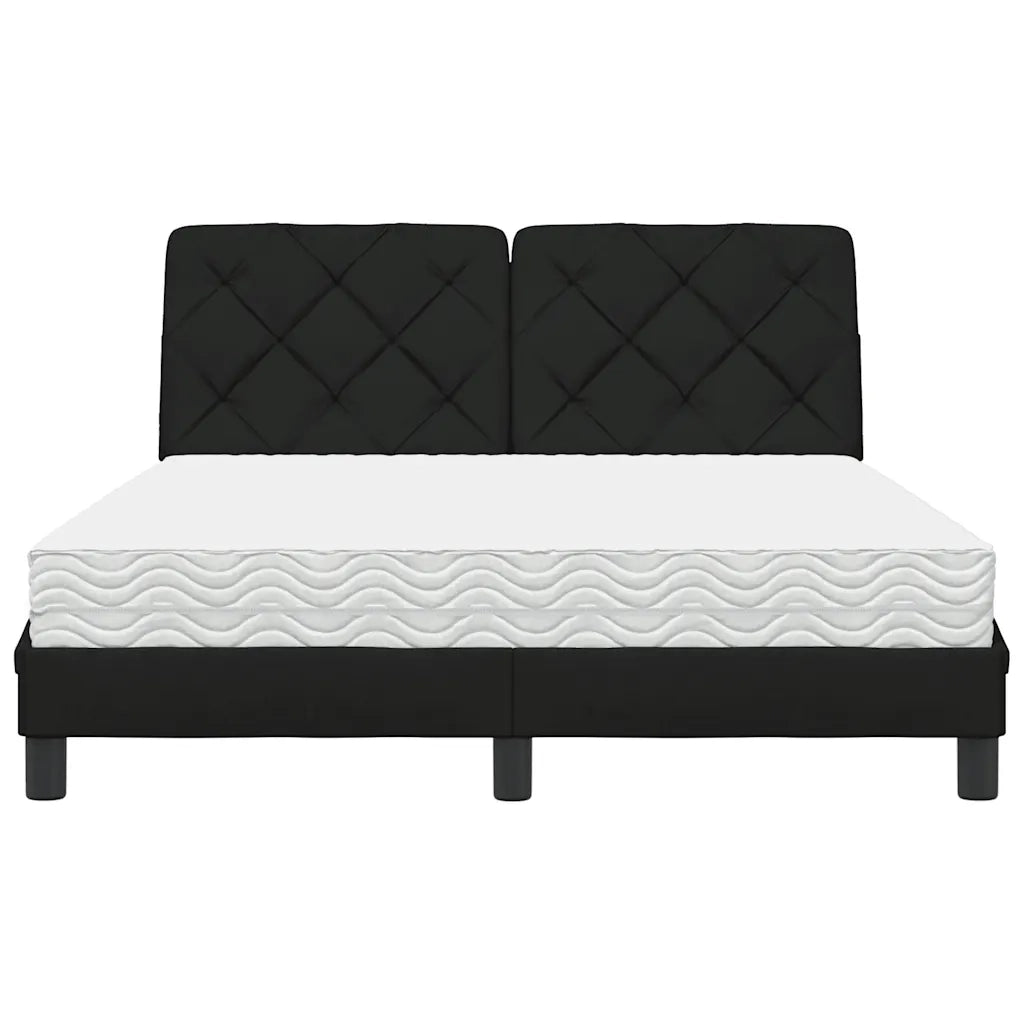 Letto con Materasso Nero 140x200 cm in Tessuto