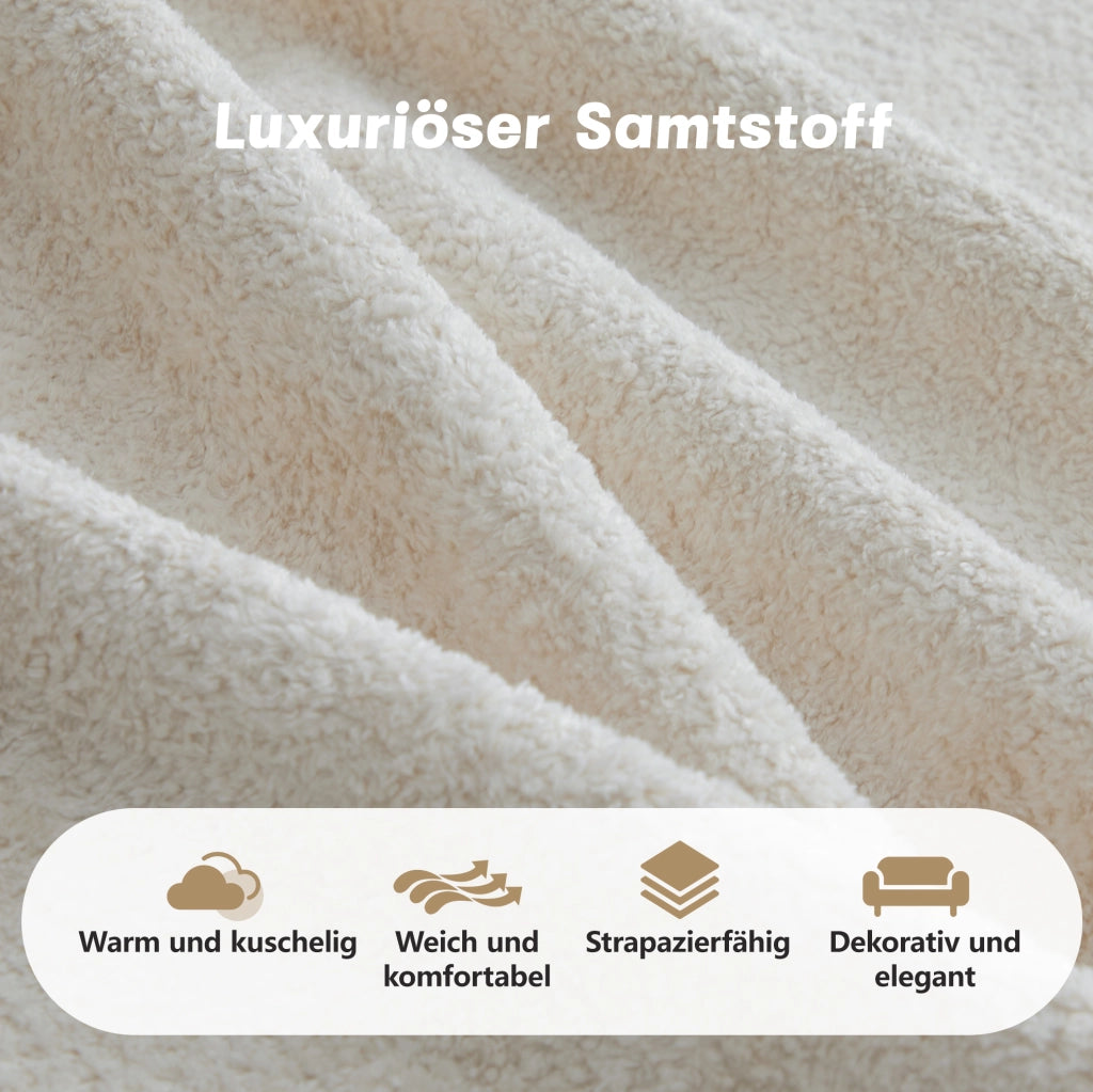 Pouf in velluto beige DESMIU per soggiorno confortevole