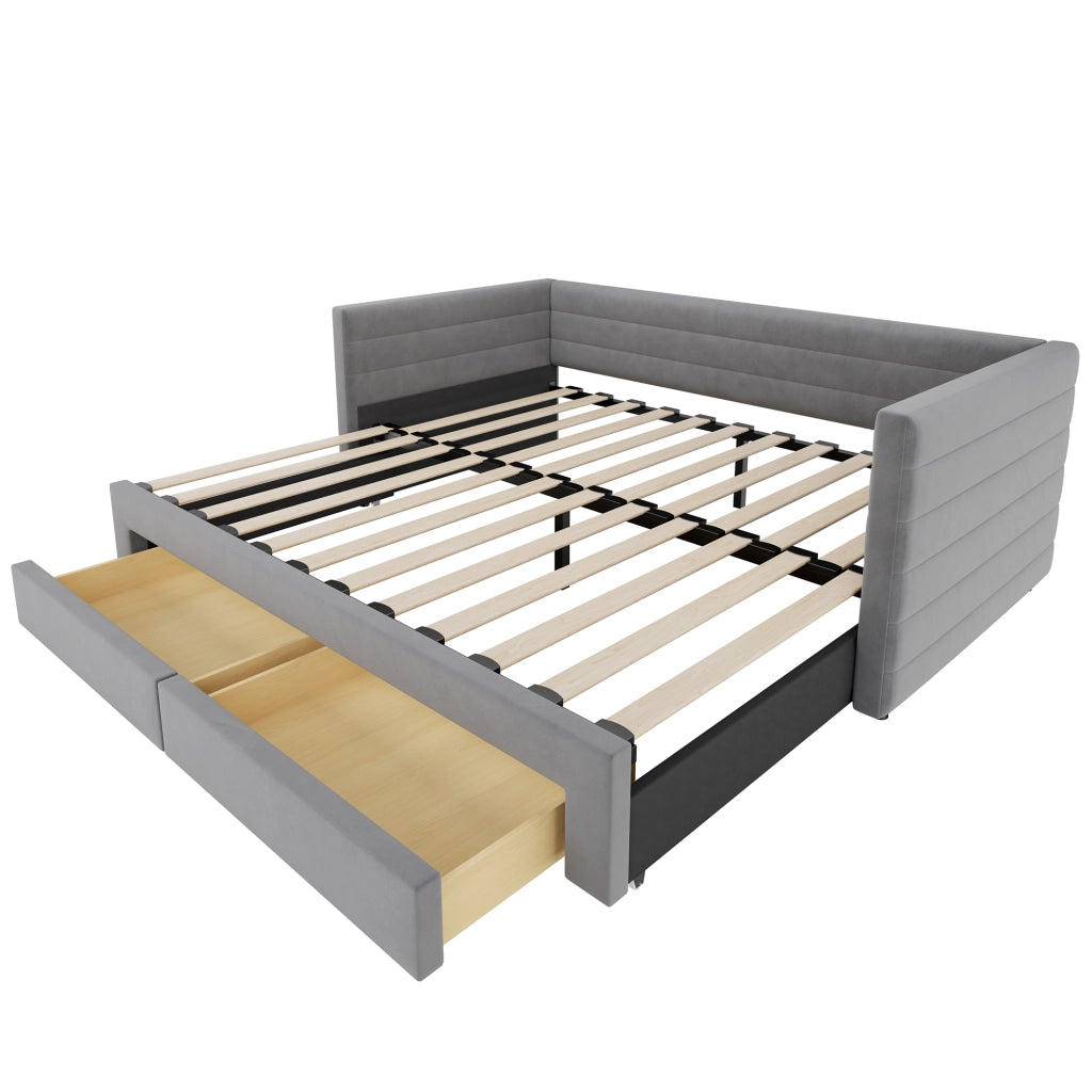 letto imbottito cotone e lino grigio 90 x 190 cm