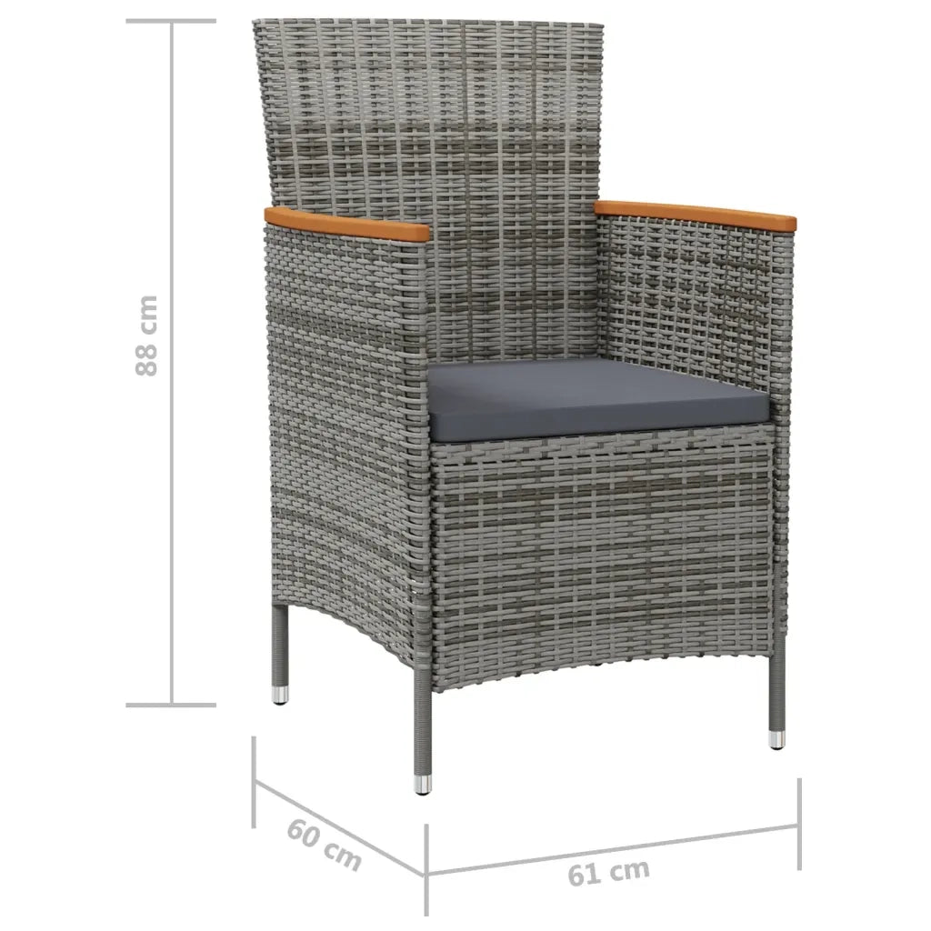 Sedie da Pranzo per Giardino 2 pz | Sedie da Esterno in Polyrattan Grigio