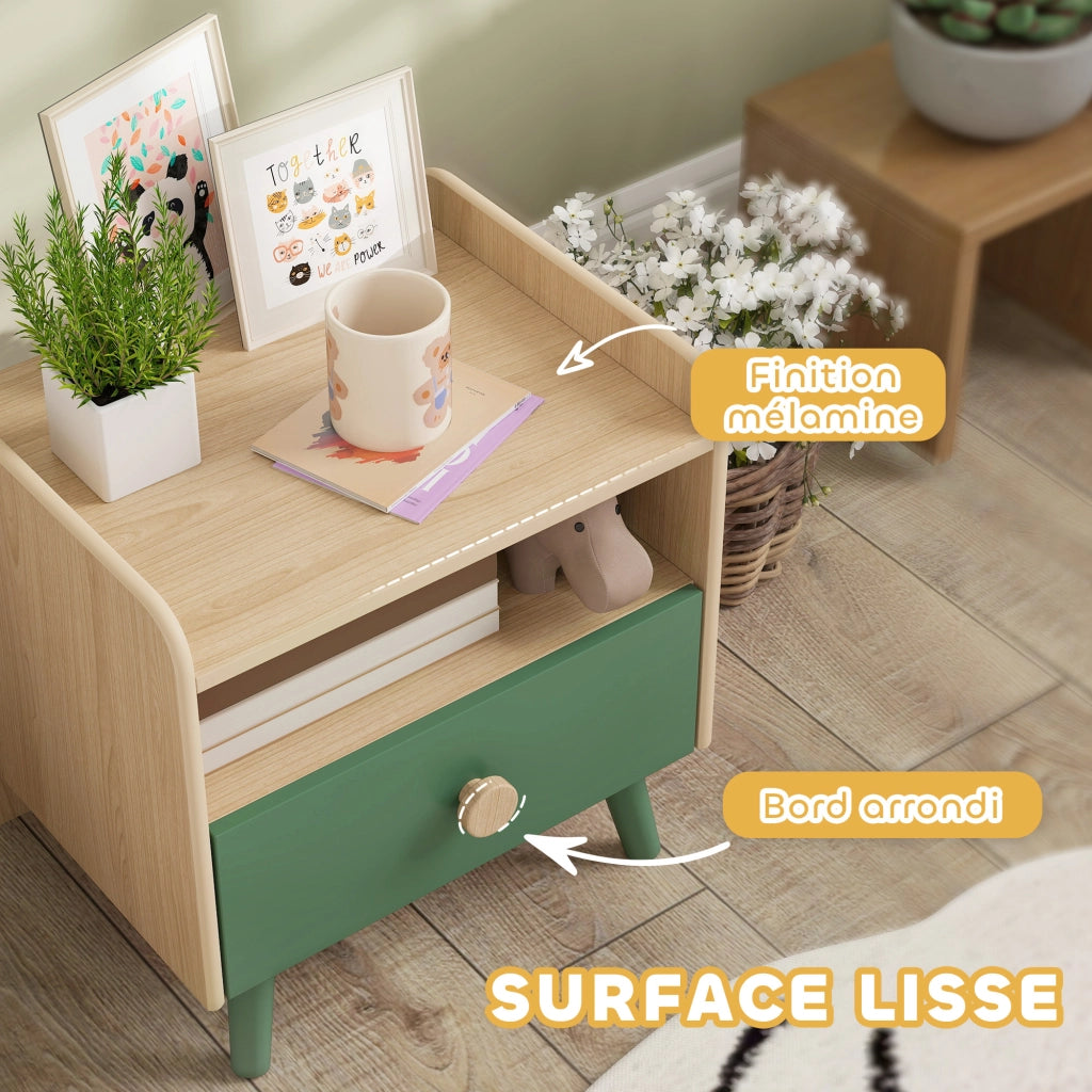 Tavolino da notte per bambini con cassetto e nicchia ¨C Minimal ¨C Legno
