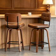 SGABELLO DA BAR con schienale ergonomico, noce, PU e legno