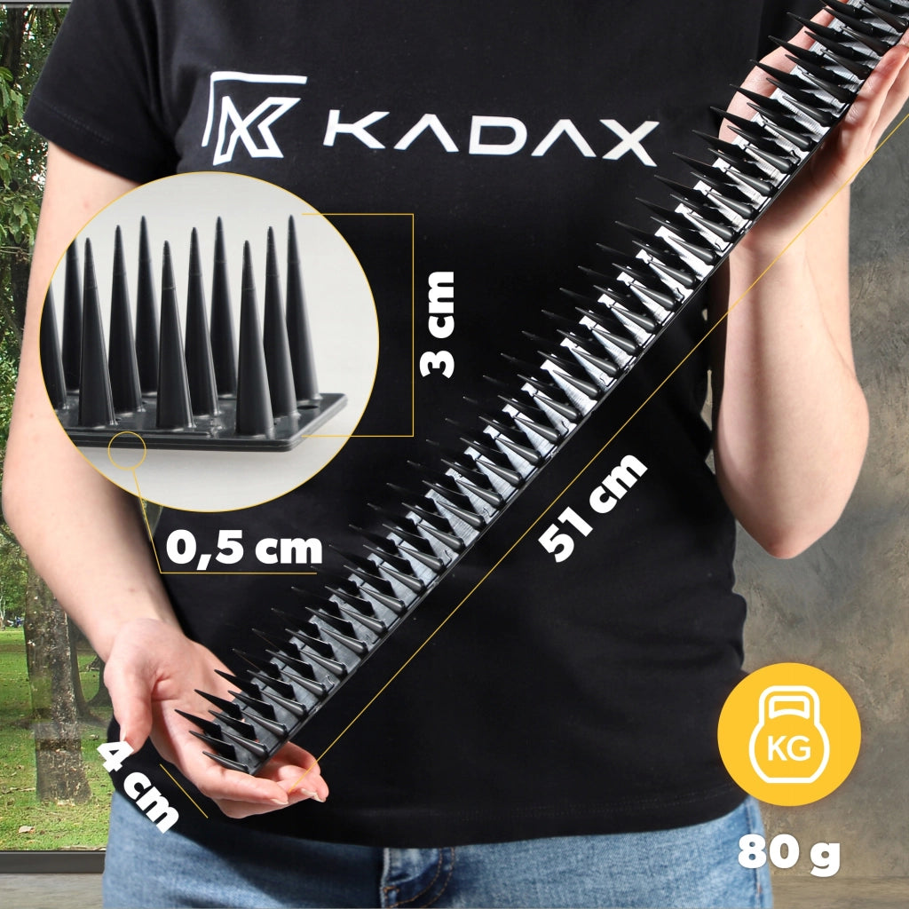 Punte anti-piccioni KADAX, 51 cm, in plastica densa e resistente, 24 pezzi