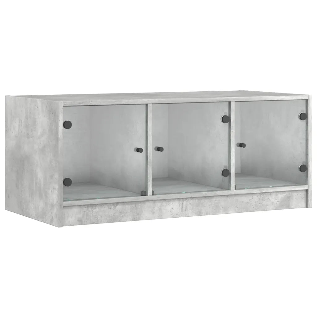 Tavolino Salotto con Ante in Vetro Grigio Cemento 102x50x42 cm 836416
