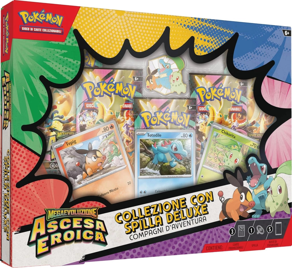 Pokemon collezione con spilla deluxe Compagni d`avventura dell`espansione Megaevoluzione - Ascesa Eroica del GCC Pokemon