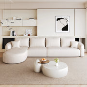 Divano angolare modulare a L 336x168x85 cm in tessuto bianco senza montaggio