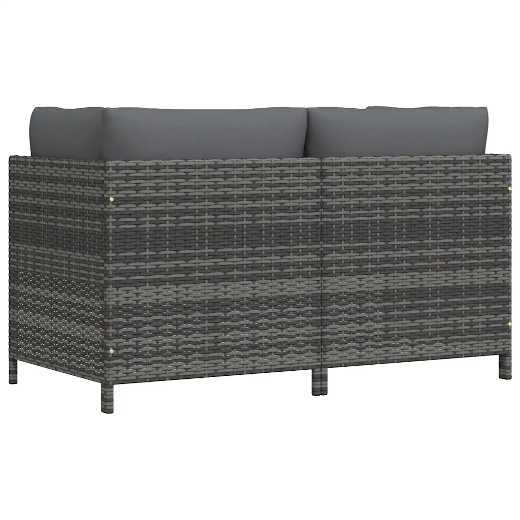 Divano da Giardino a 2 Posti-Sofa da giardino con Cuscini in Polyrattan Grigio