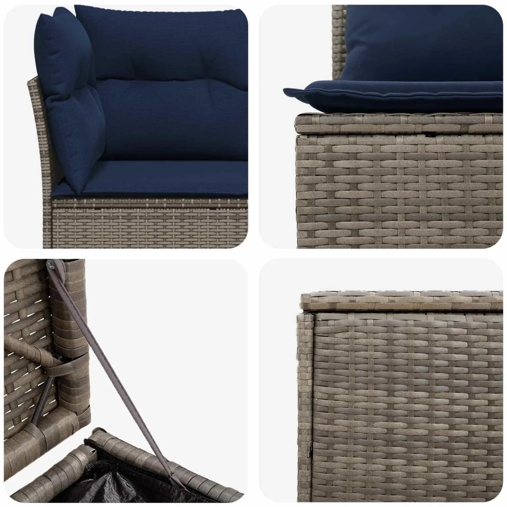 Set di divani 7 pz Grigio e Blu Navy Rattan sintetico e Acciaio 3448765