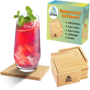 Sottopiani a 6 celle in bambù naturale con base standard per uso domestico e cucina, bevande fredde, bicchieri, bar, bicchieri, bevande calde