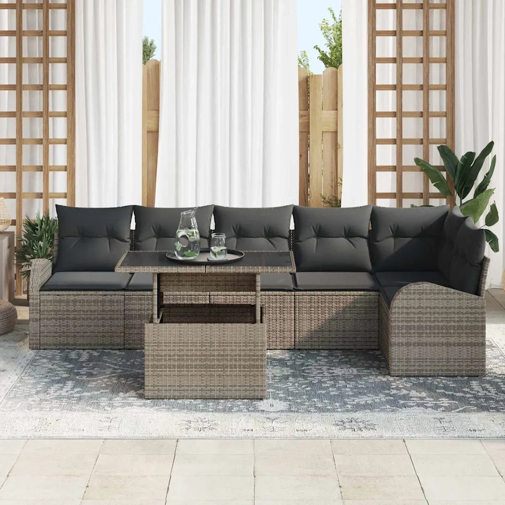 Set Divano da Giardino con cuscino 7 pcs Grigio polyrattan 3348655