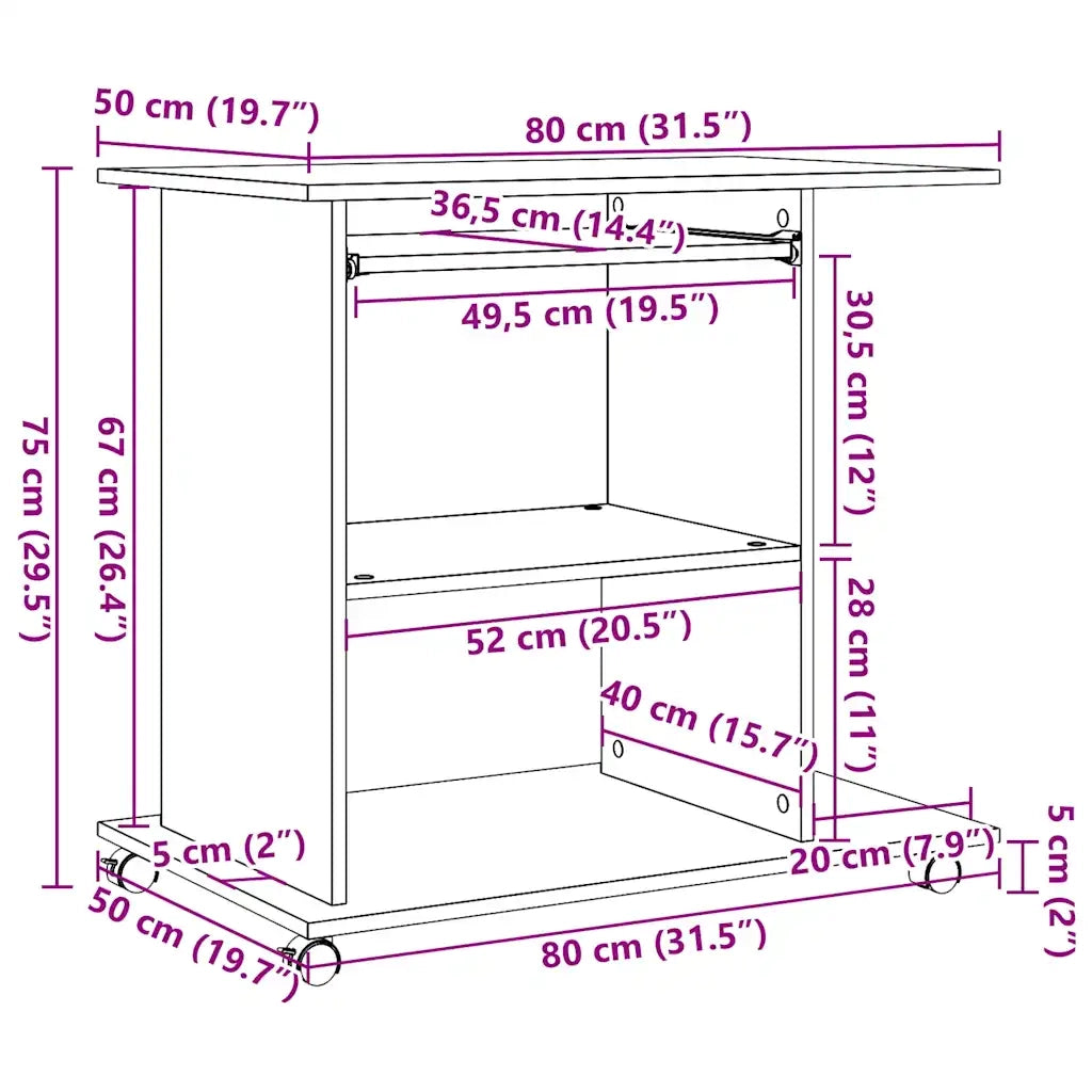 Scrivania | Tavolo da Ufficio da Computer Legno Antico 80x50x75cm Legno Multistrato