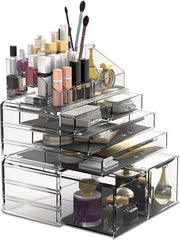 Organizzatore per trucchi e makeup con display trasparente per 6 tavoli