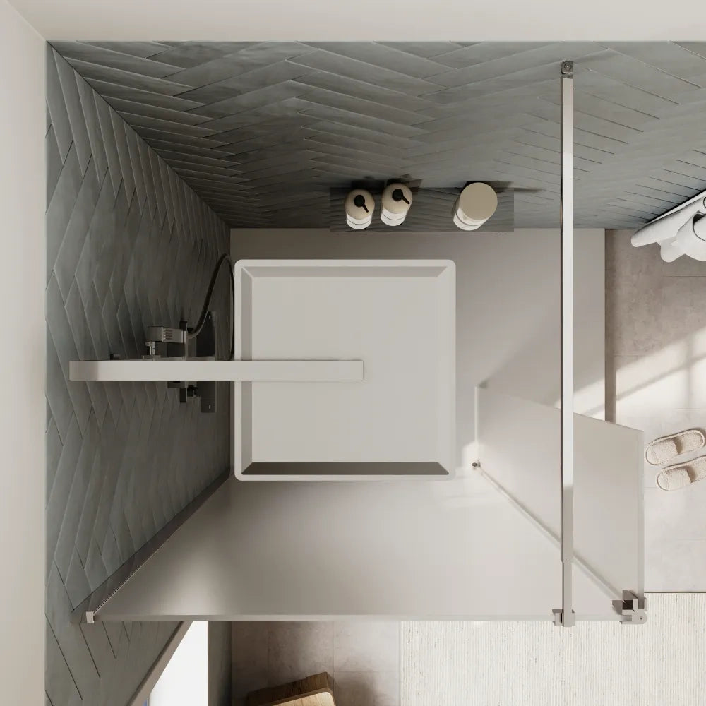 Doccia walk-in 100cm + anta 40cm vetro 8mm opaco profili cromo | Keros