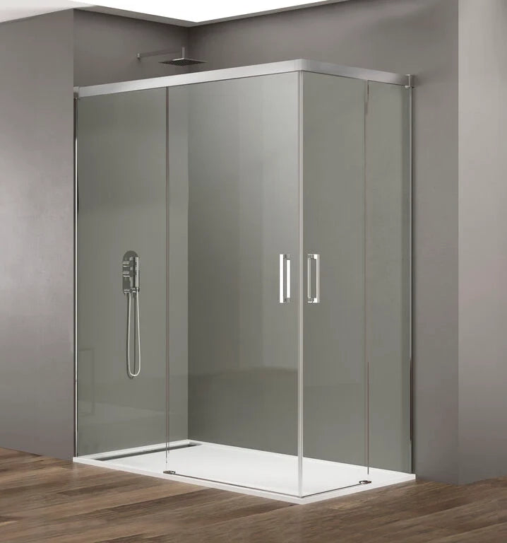 Box doccia angolare BASIC apertura al vertice 120x80 cm (115-120/75-80) cromo lucido vetro trasparente