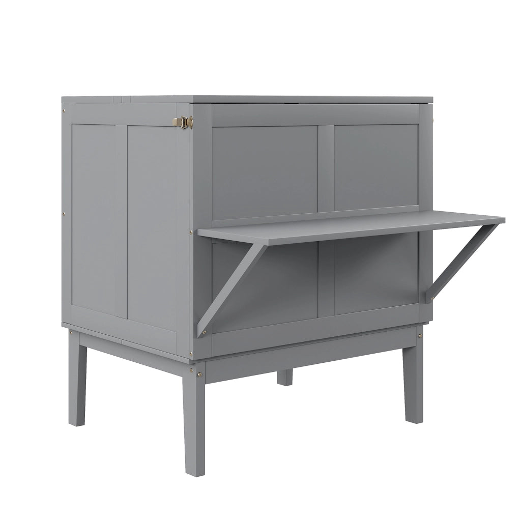 Letto a scomparsa verticale 90x200 cm con rete a doghe, grigio