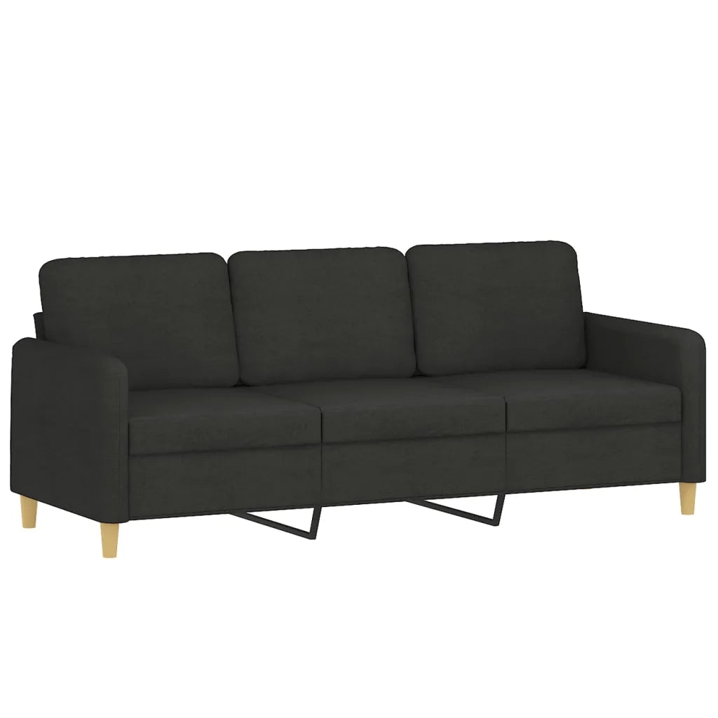 Set di Divani 3 pz con Cuscini Nero in Tessuto