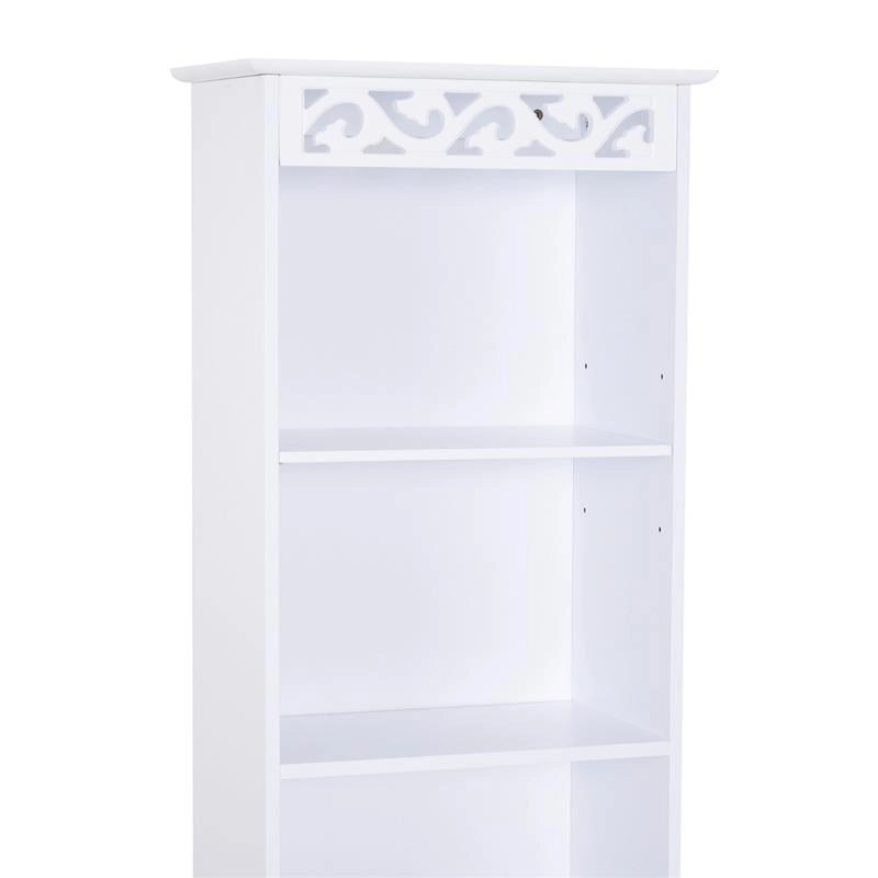 MOBILETTO A COLONNA PER BAGNO IN LEGNO CON DECORO FLOREALE 40X23X160 CM BIANCO