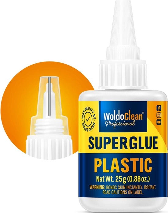 Lega super per plastici 25g - impermeabile, resistente al calore & con chiusura a punta