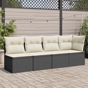 Divano da Giardino con Cuscini a 4 Posti-Sofa da Giardino-Divano da esterno Nero in Polyrattan 410883